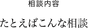 相談内容 / たとえばこんな相談